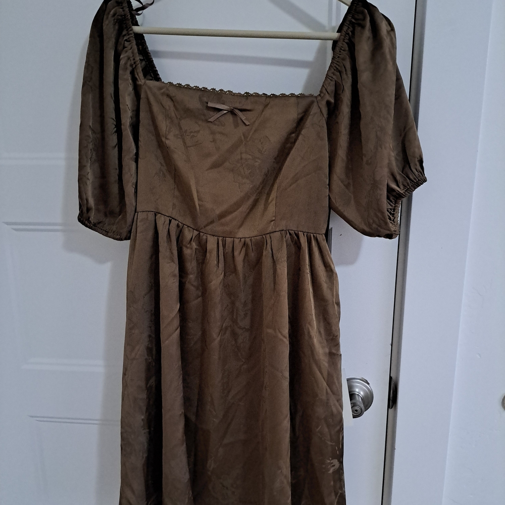 Bohme Olive Puff Sleeve Dress